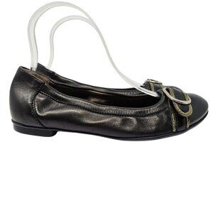 AGL Cap Toe Ballet Flats Gray & Black Women’s Size 6 Leather Business Career
